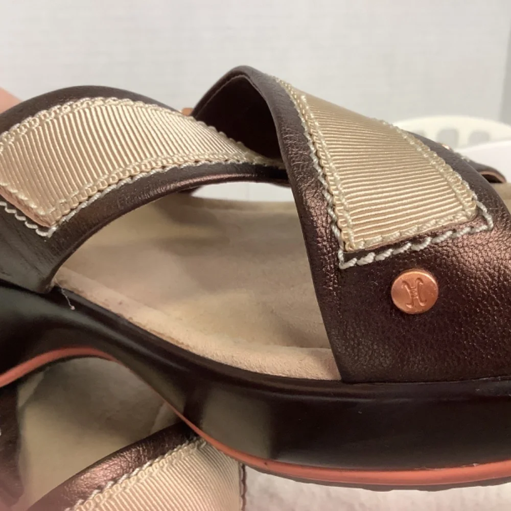 Cole Haan Nike air‎ ladies cross strap slides platform beige/copper